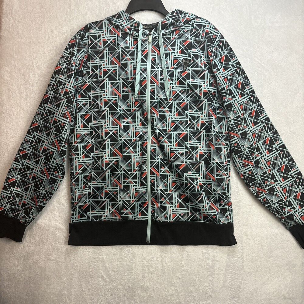 Under Armour Hoodie Men Medium Teal Geometric Sweater